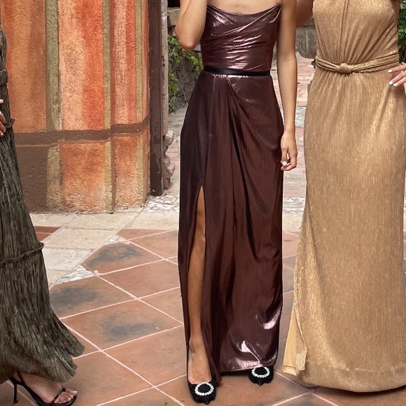 Marchesa notte metallic strapless gown - Picture 2 of 8